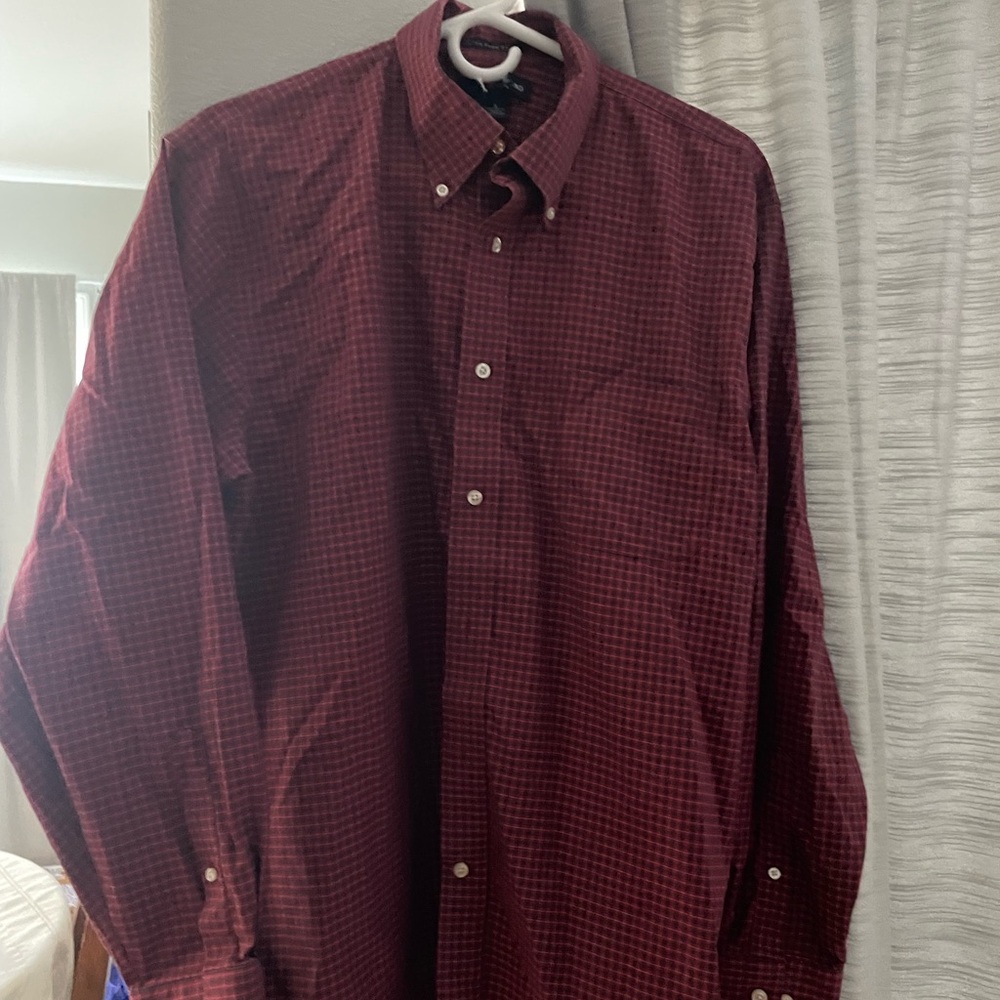 Lands' End Burgundy Checked Button-Down Shirt